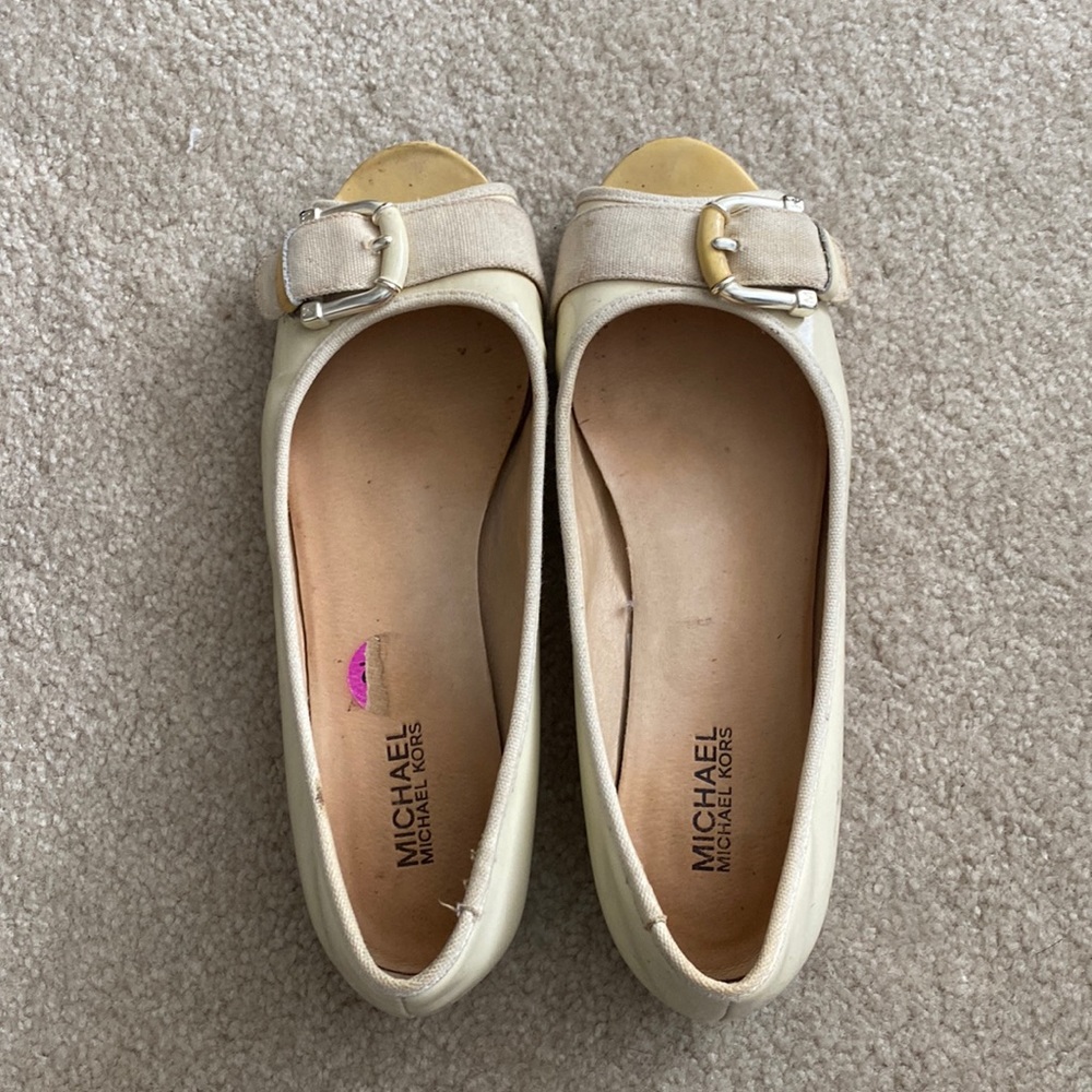 MICHAEL Michael Kors Cream Flats with Buckle
